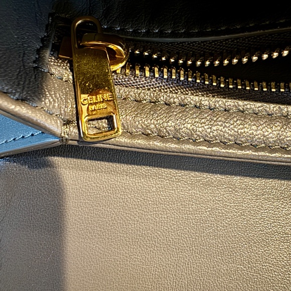 Authentic Celine Teen Triomphe in Shiny Genuine Calfskin Pebble Gray - Picture 11 of 11